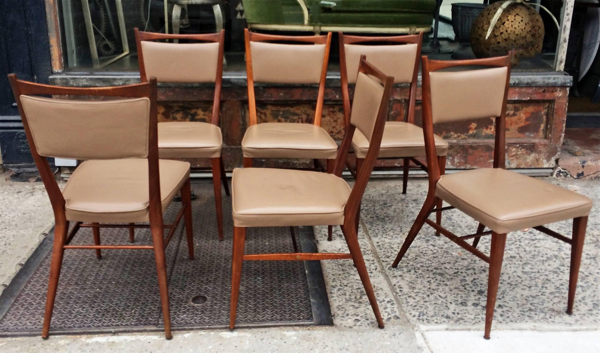 Leather Set of Six Paul McCobb Connoisseur Dining Chairs for H. Sacks & Sons