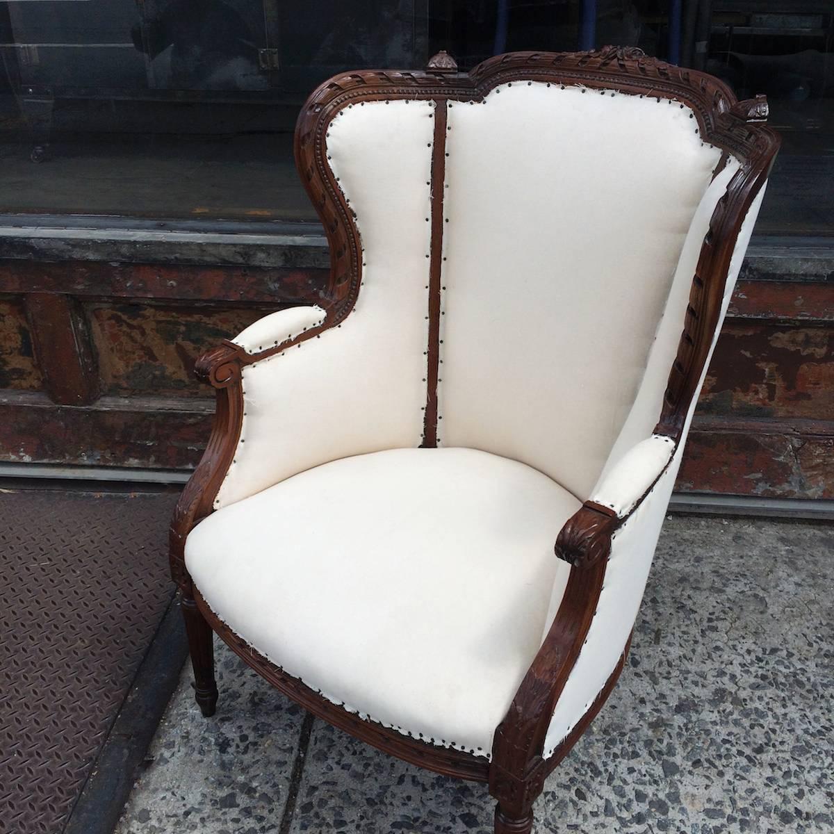 Carved Mahogany Wingback Armchair 2