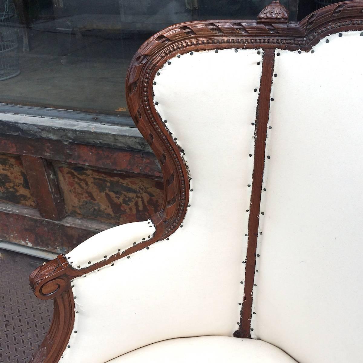 Carved Mahogany Wingback Armchair 1