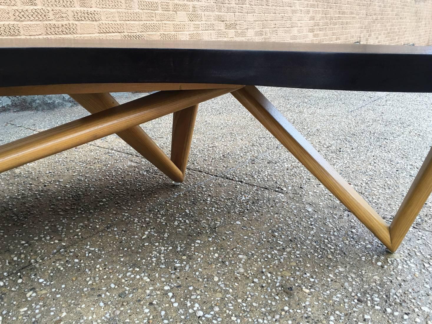 American Mid-Century Modern Ebonized Boomerang Coffee Table