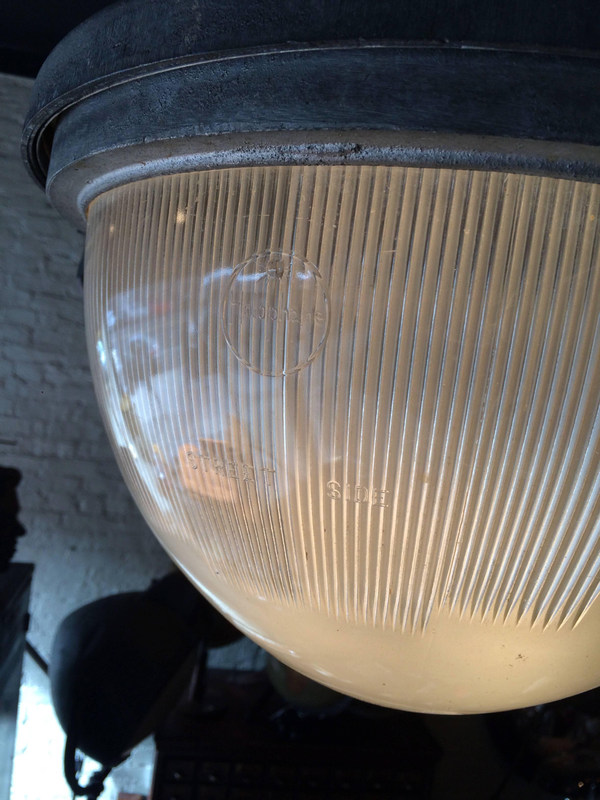 Mid-20th Century Rare Industrial Holophane Street Light Pendant