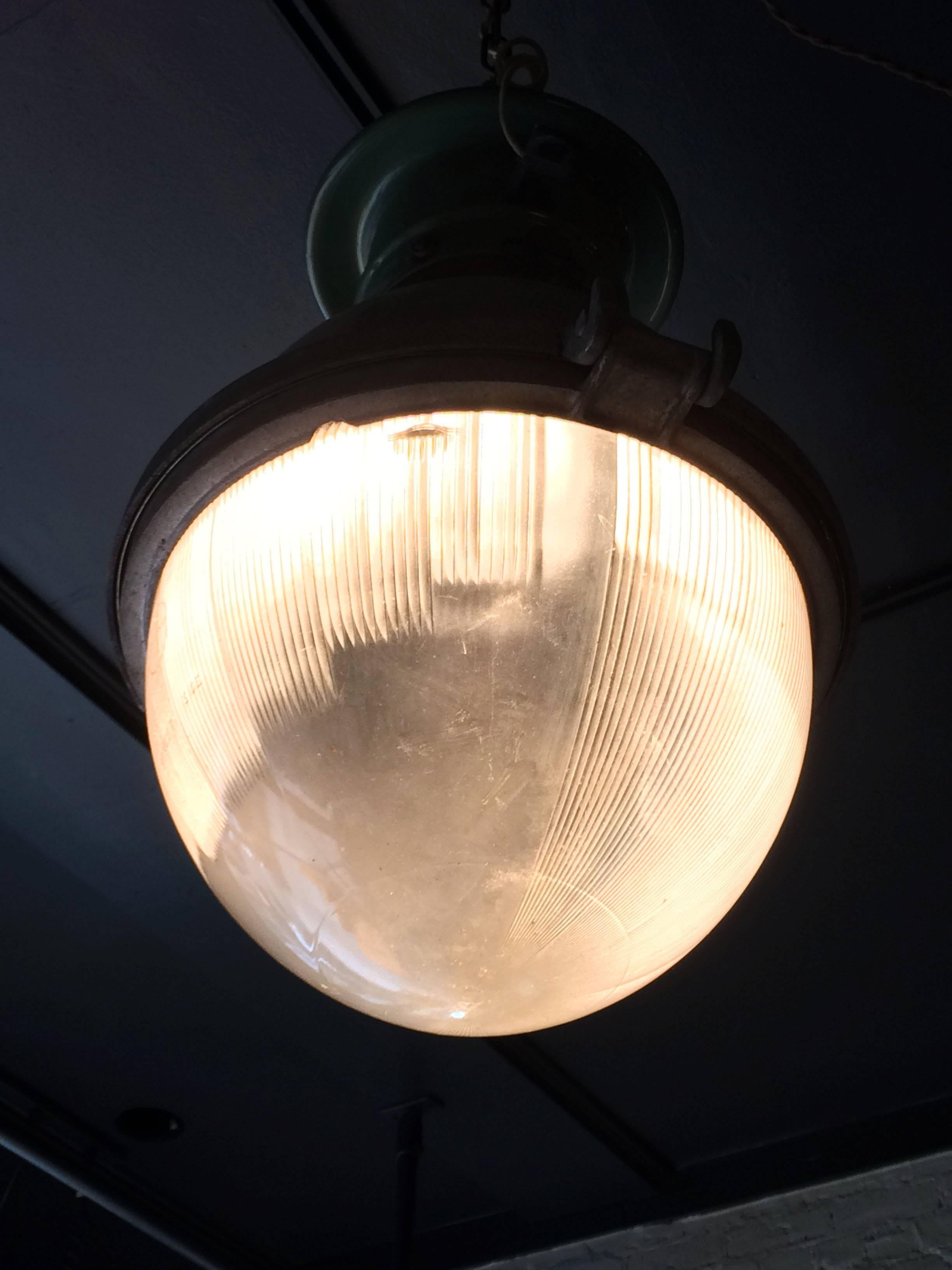 Rare Industrial Holophane Street Light Pendant In Good Condition In Brooklyn, NY
