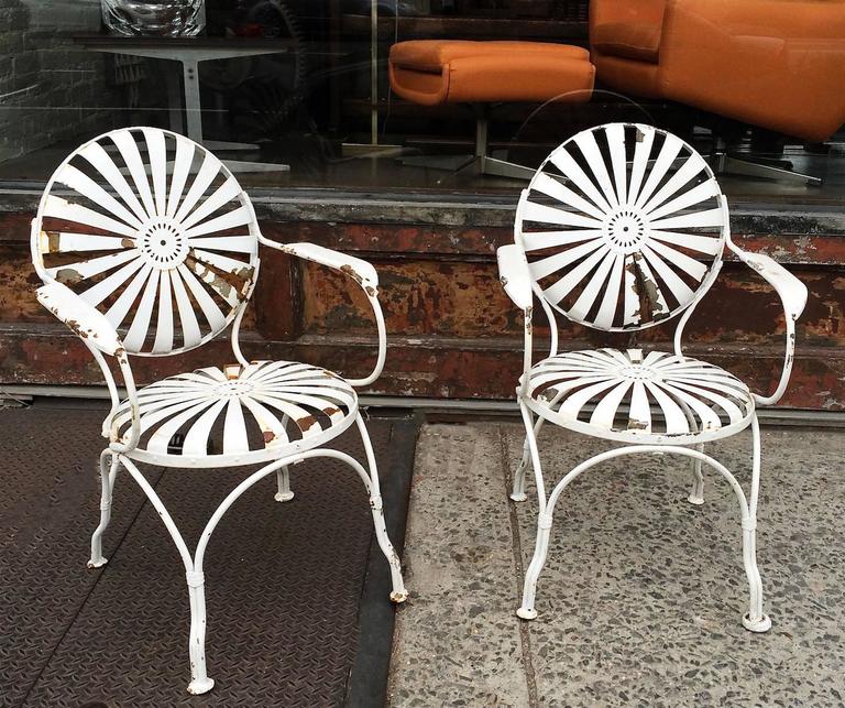 Francois Carré French Sunburst Garden Armchairs at 1stDibs