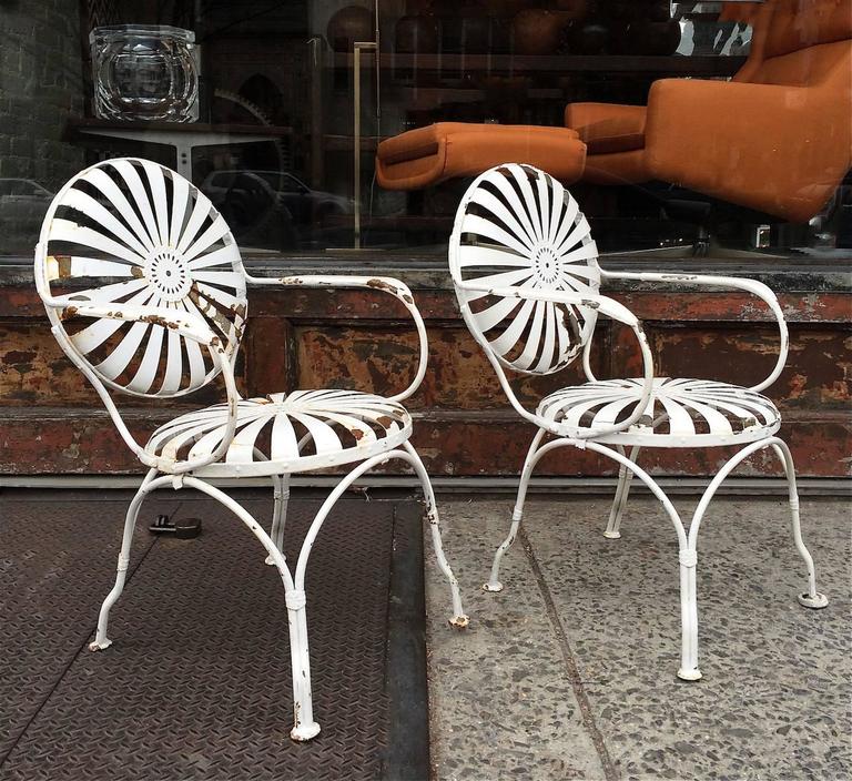 Francois Carré French Sunburst Garden Armchairs at 1stDibs