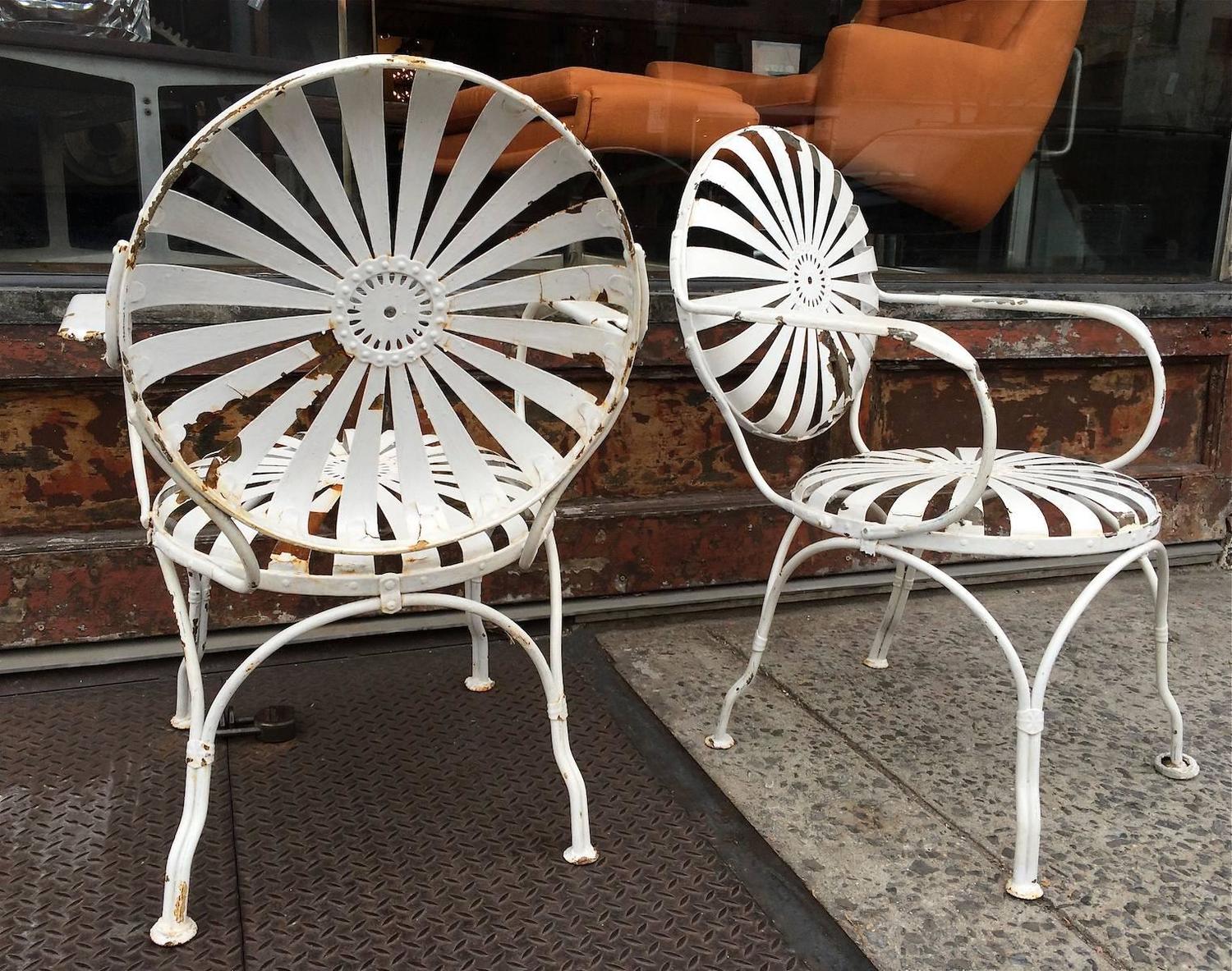 Francois Carré French Sunburst Garden Armchairs For Sale at 1stdibs
