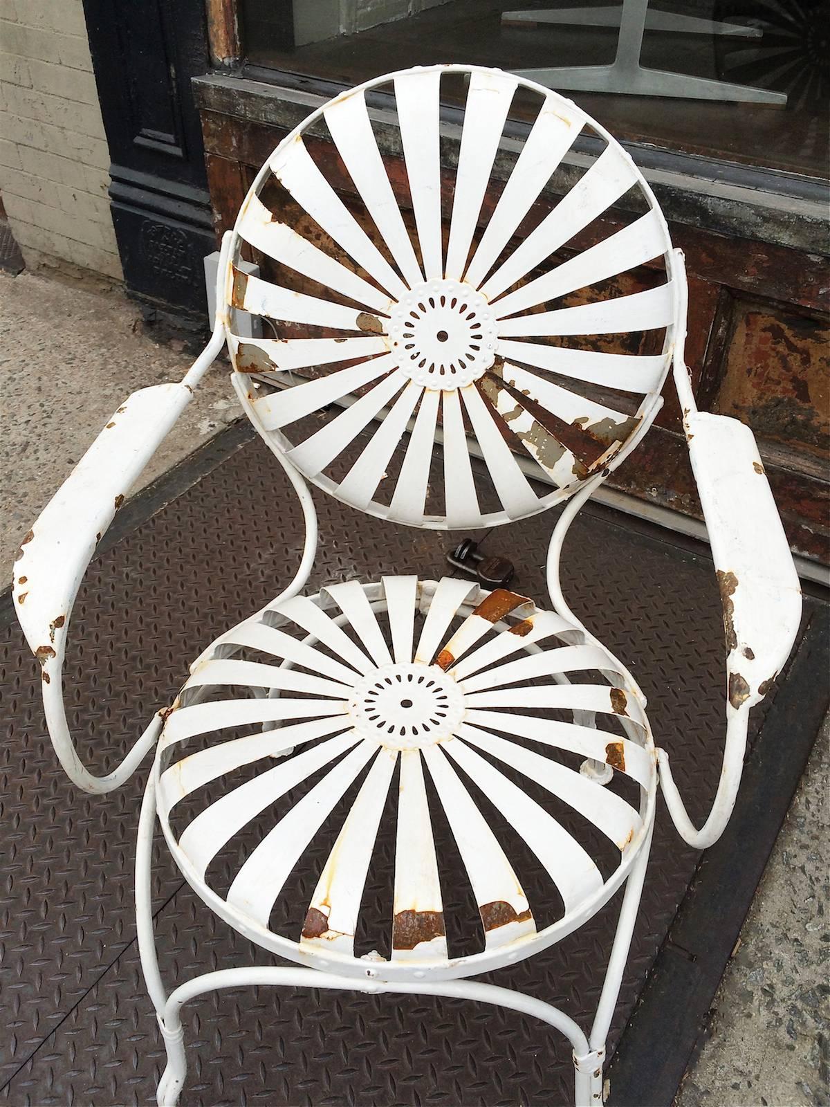 Francois Carré French Sunburst Garden Armchairs In Good Condition In Brooklyn, NY