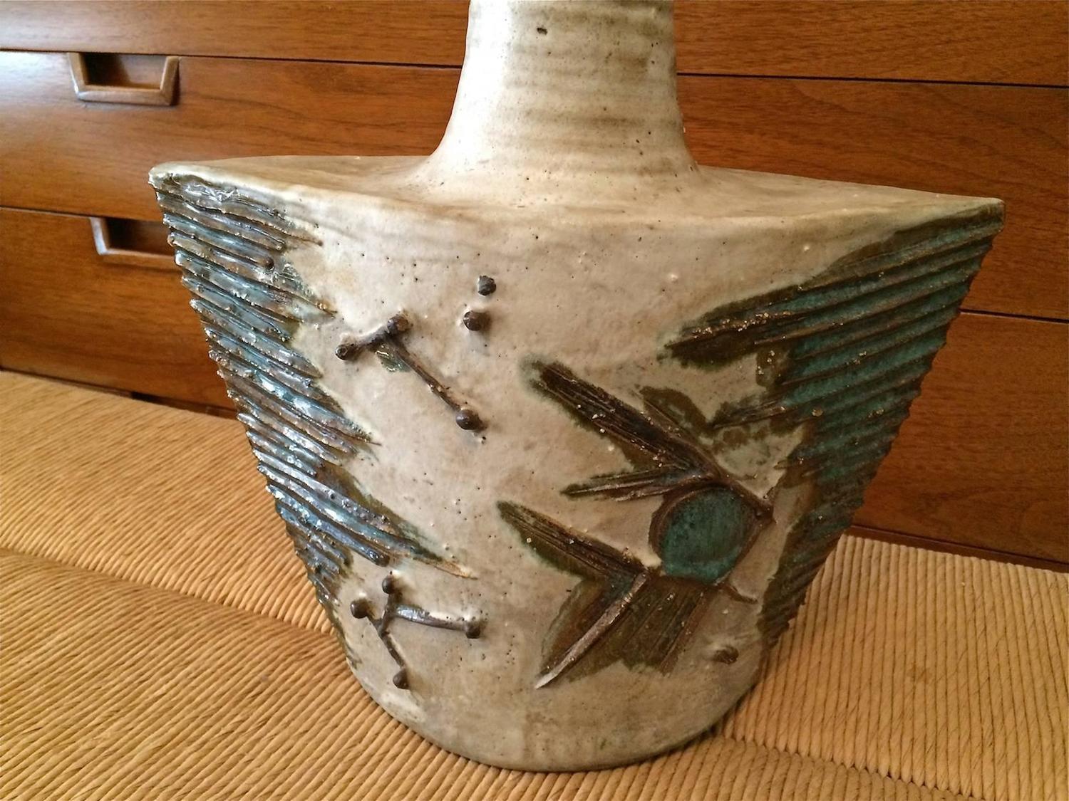Large Abstract MidCentury Modern Art Pottery Vase at 1stdibs