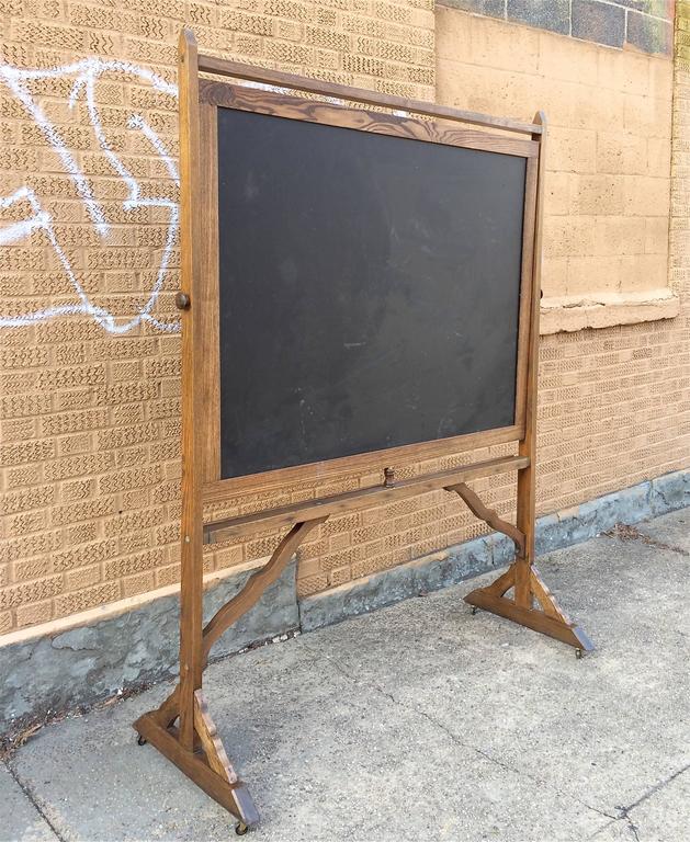 1930s Maple Frame Double Sided Schoolhouse Standing Chalkboard at 1stDibs