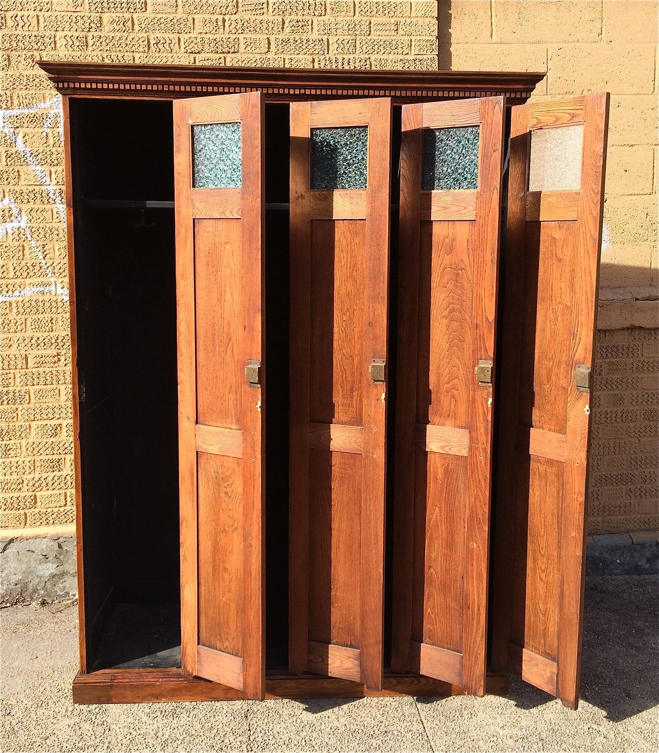 Row of Four Late 19th Century Oak Police Lockers For Sale at 1stdibs