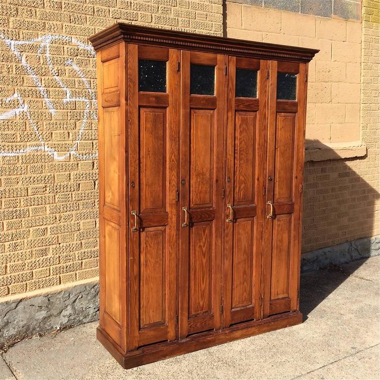 Row of Four Late 19th Century Oak Police Lockers For Sale at 1stdibs