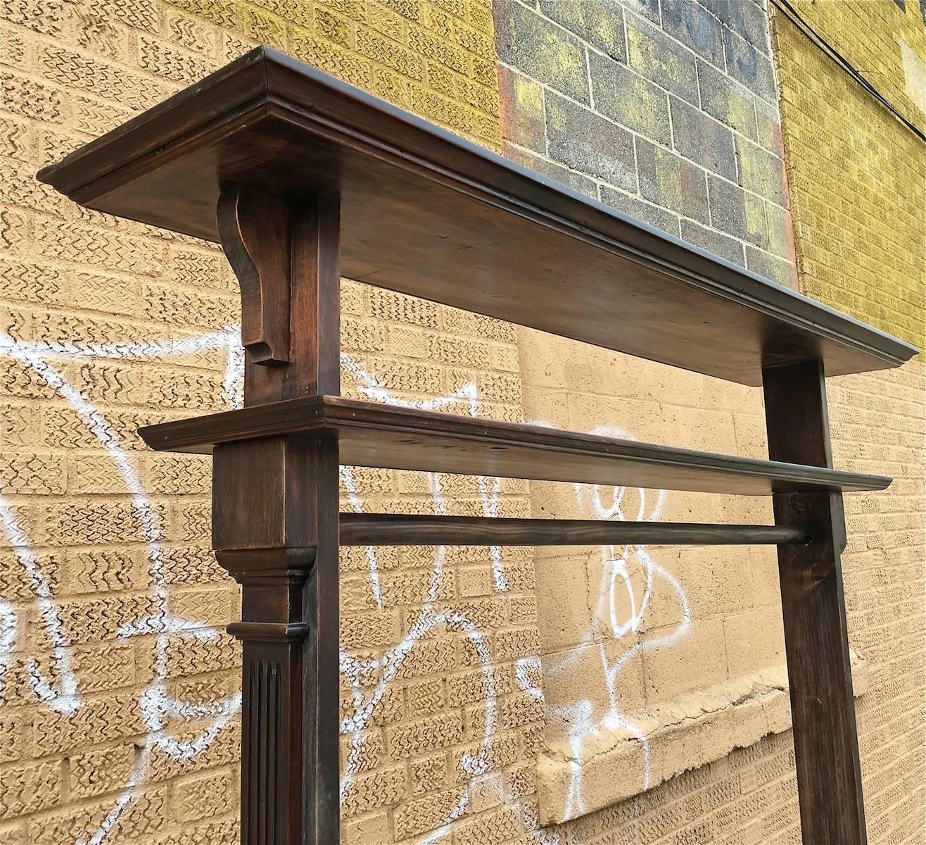 Reclaimed Mahogany Late Victorian Style Entryway Coat Rack In Excellent Condition In Brooklyn, NY