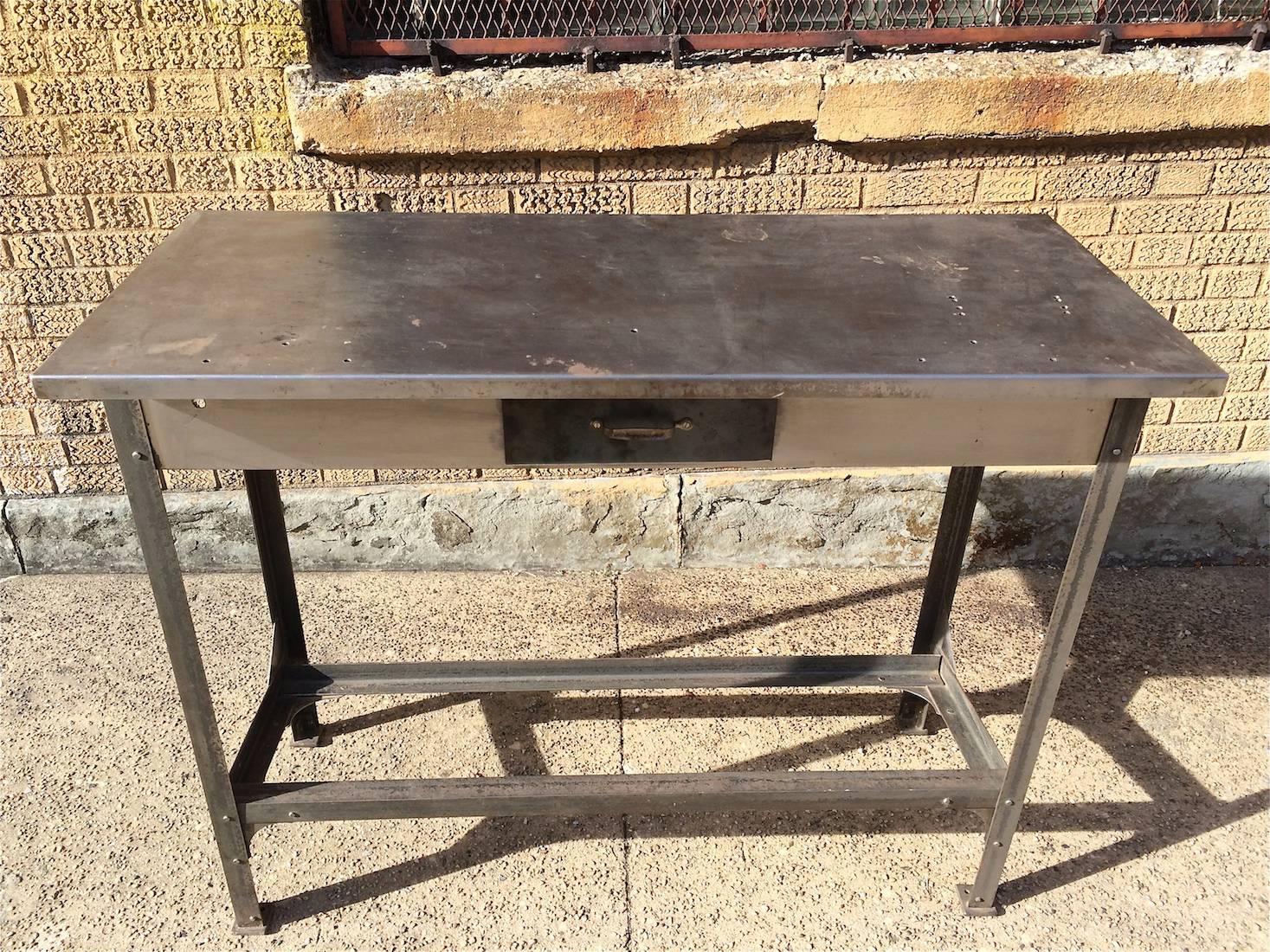Industrial Brushed Steel Work Bench Table For Sale at 1stDibs ...