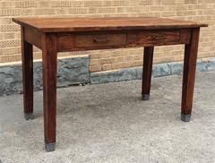 1930s Industrial Oak Library Desk