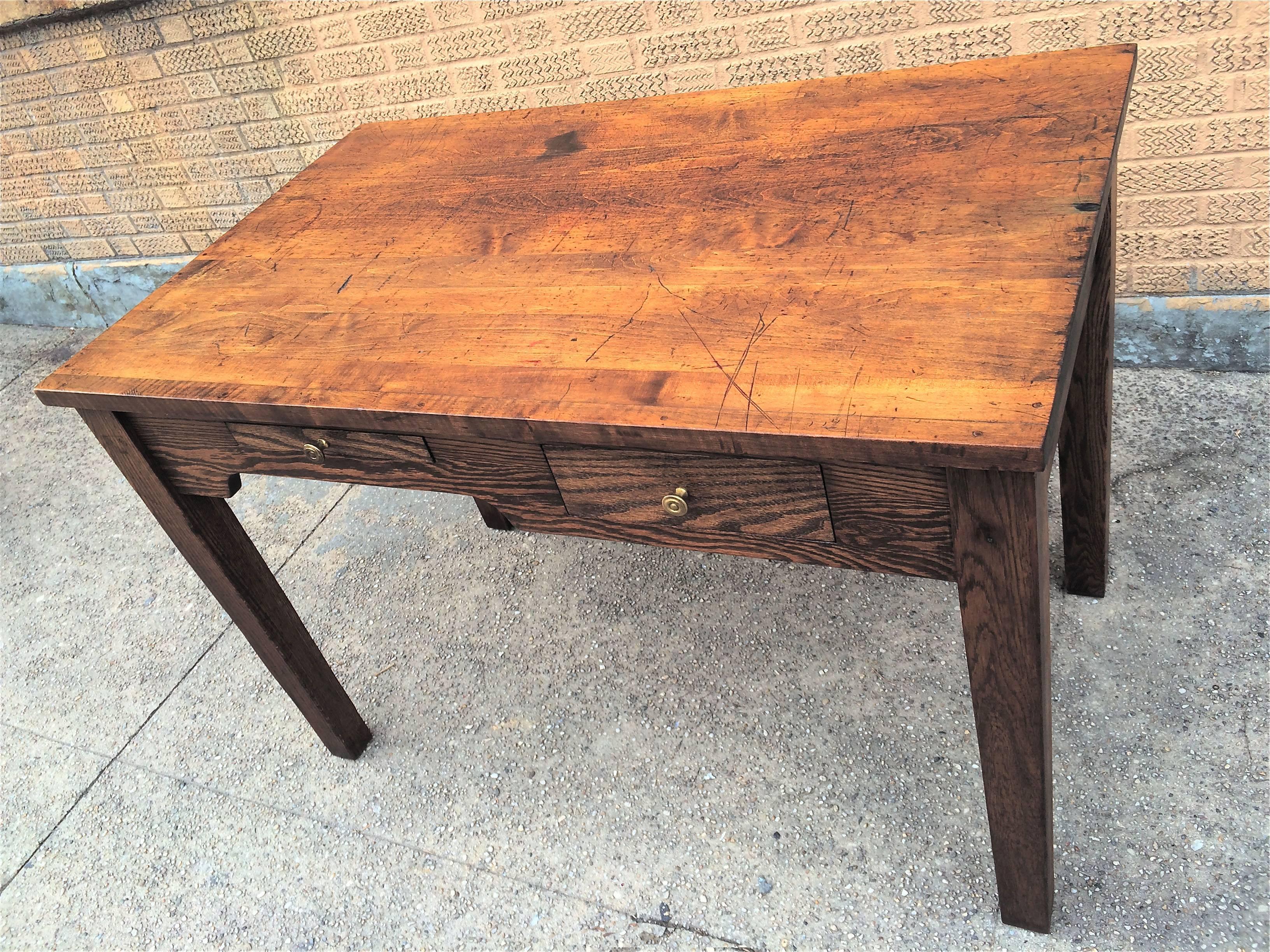 Rare 1920s Industrial Oak Engineer/Foreman's Desk In Excellent Condition In Brooklyn, NY