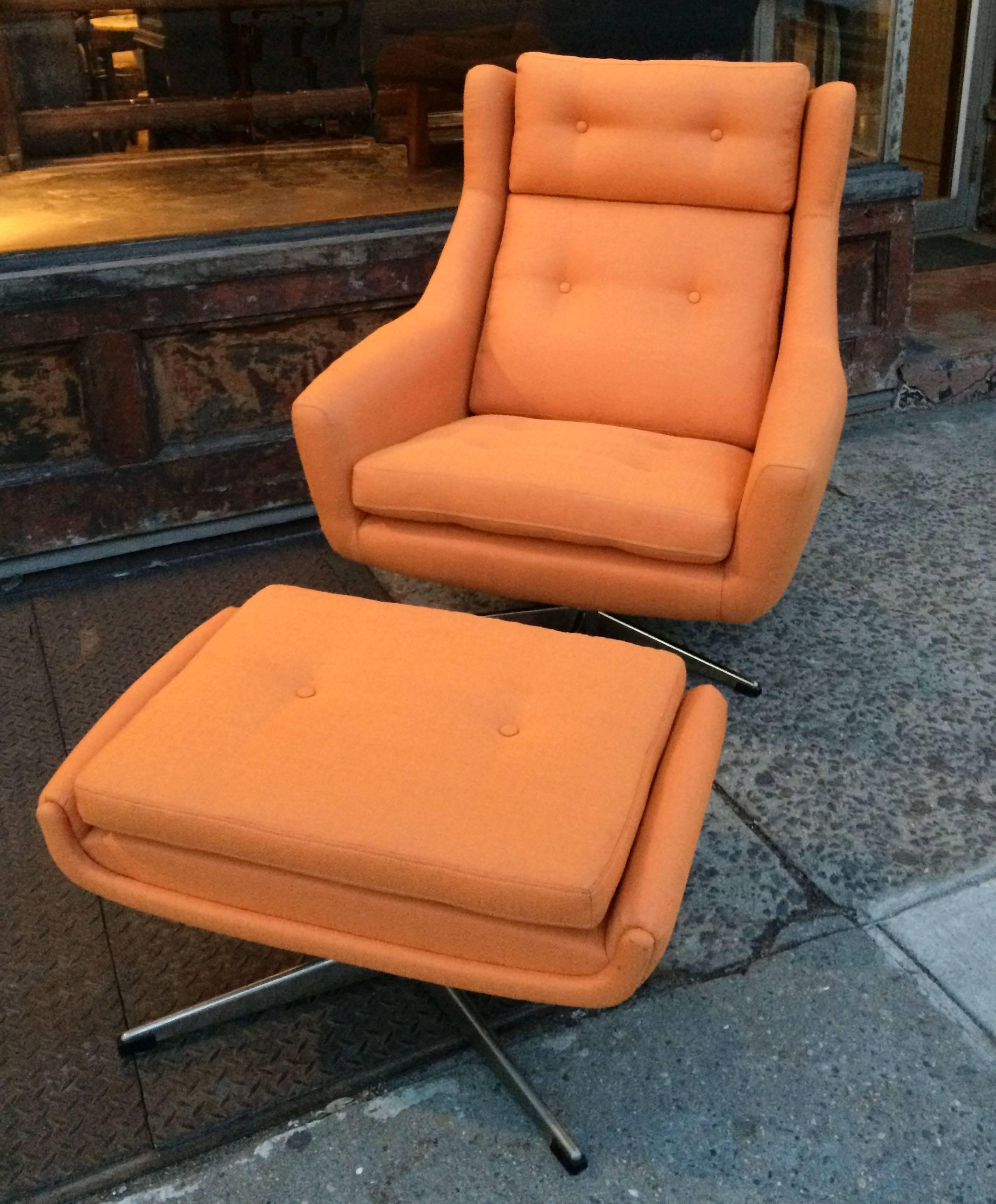 Danish Mid-Century Modern Lounge Chair and Ottoman Attributed To John Stuart