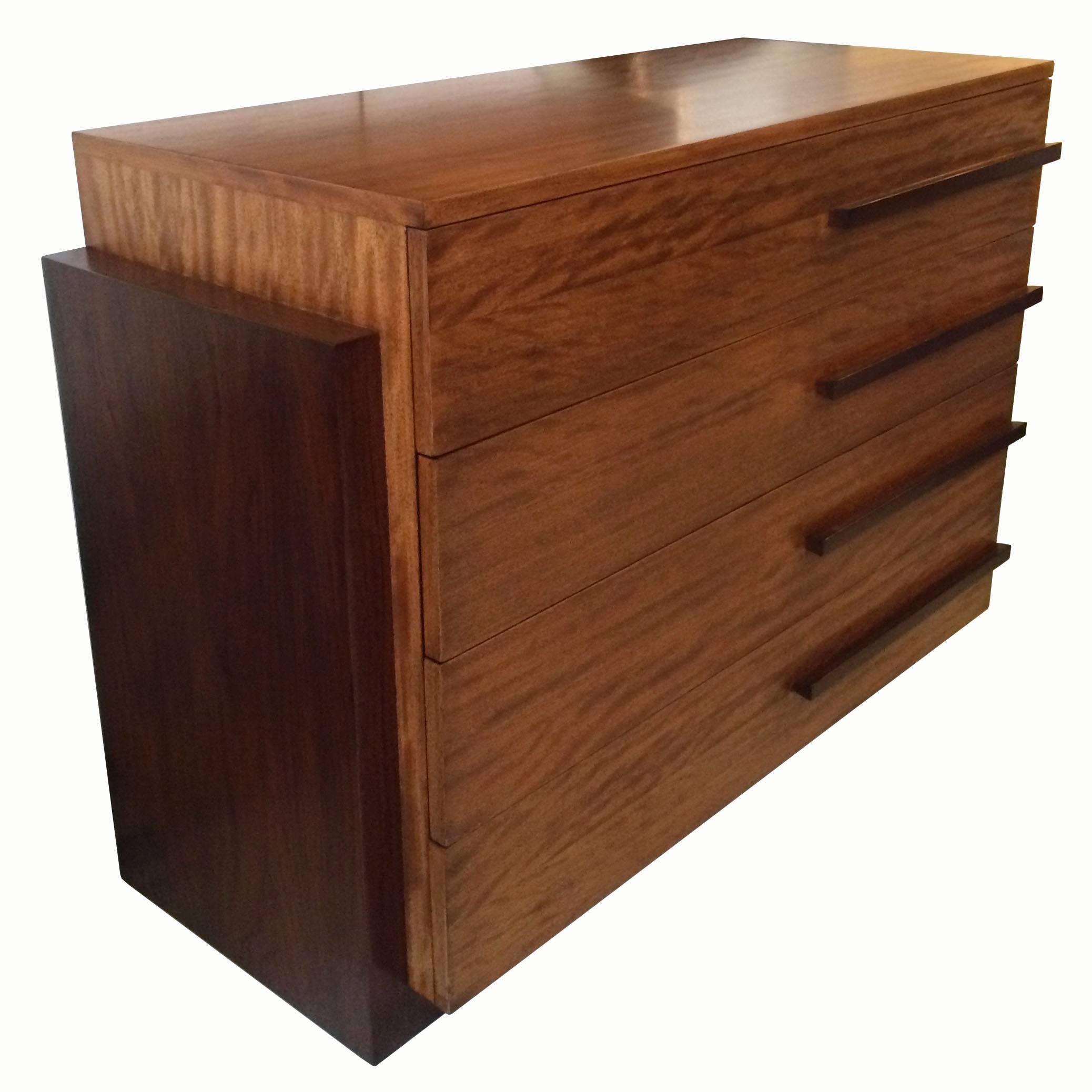 Streamline Art Deco Satinwood and Walnut Dresser by Modernage