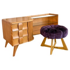 Mid-Century Modern "Sculptura" Vanity Ottoman Set By Heywood-Wakefield