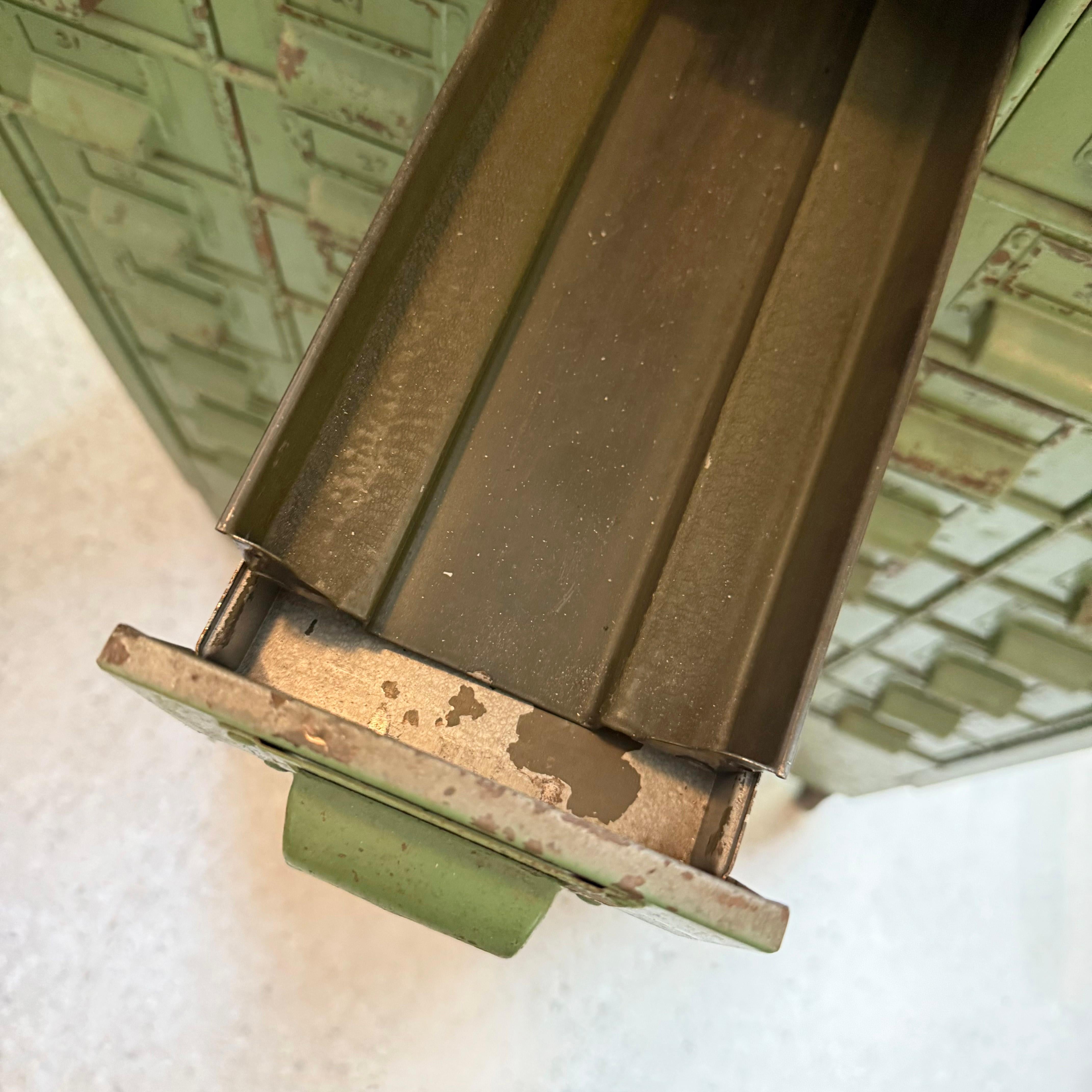 Industrial Rustic Painted Steel Multi-Drawer Tool Cabinet For Sale 5