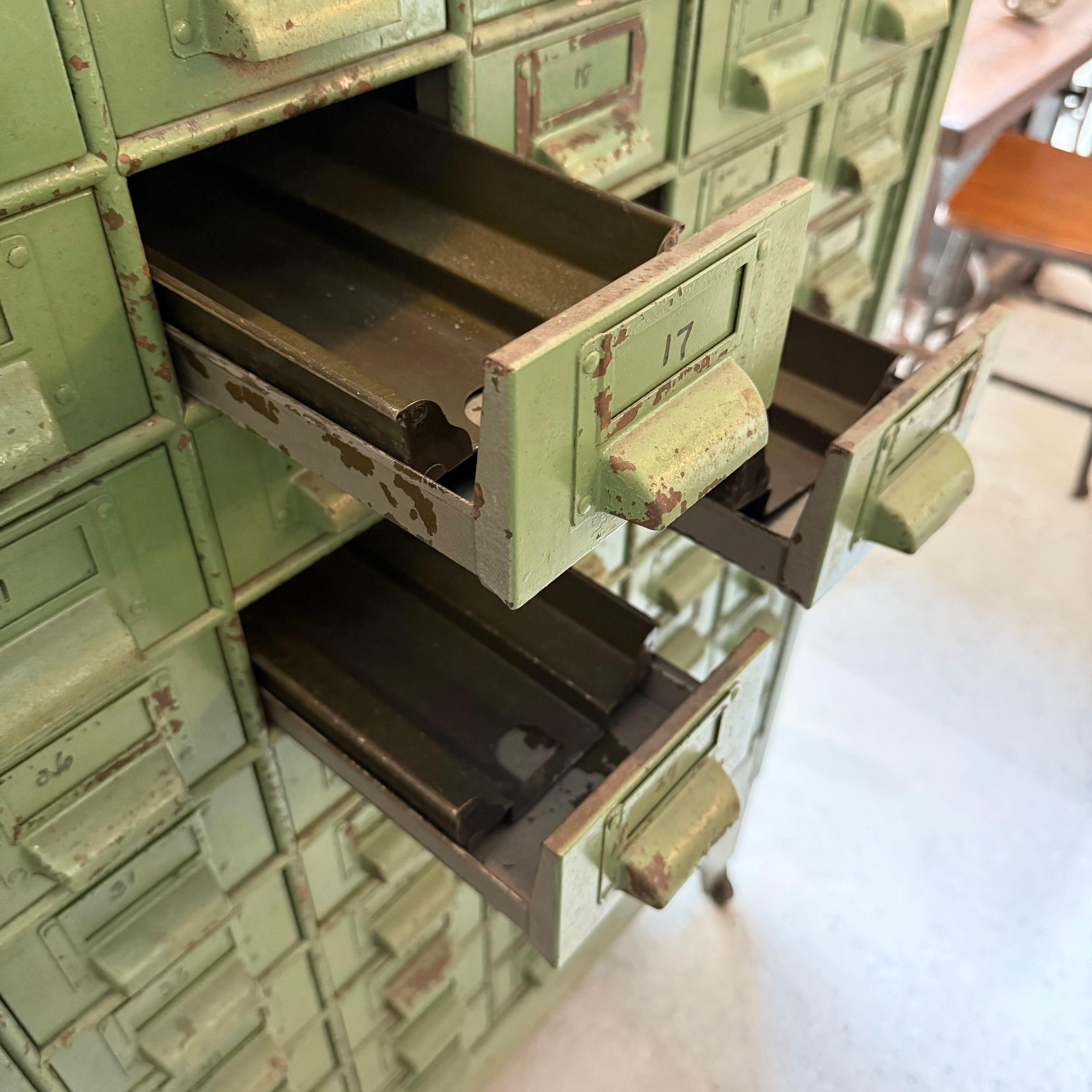 Industrial Rustic Painted Steel Multi-Drawer Tool Cabinet For Sale 3