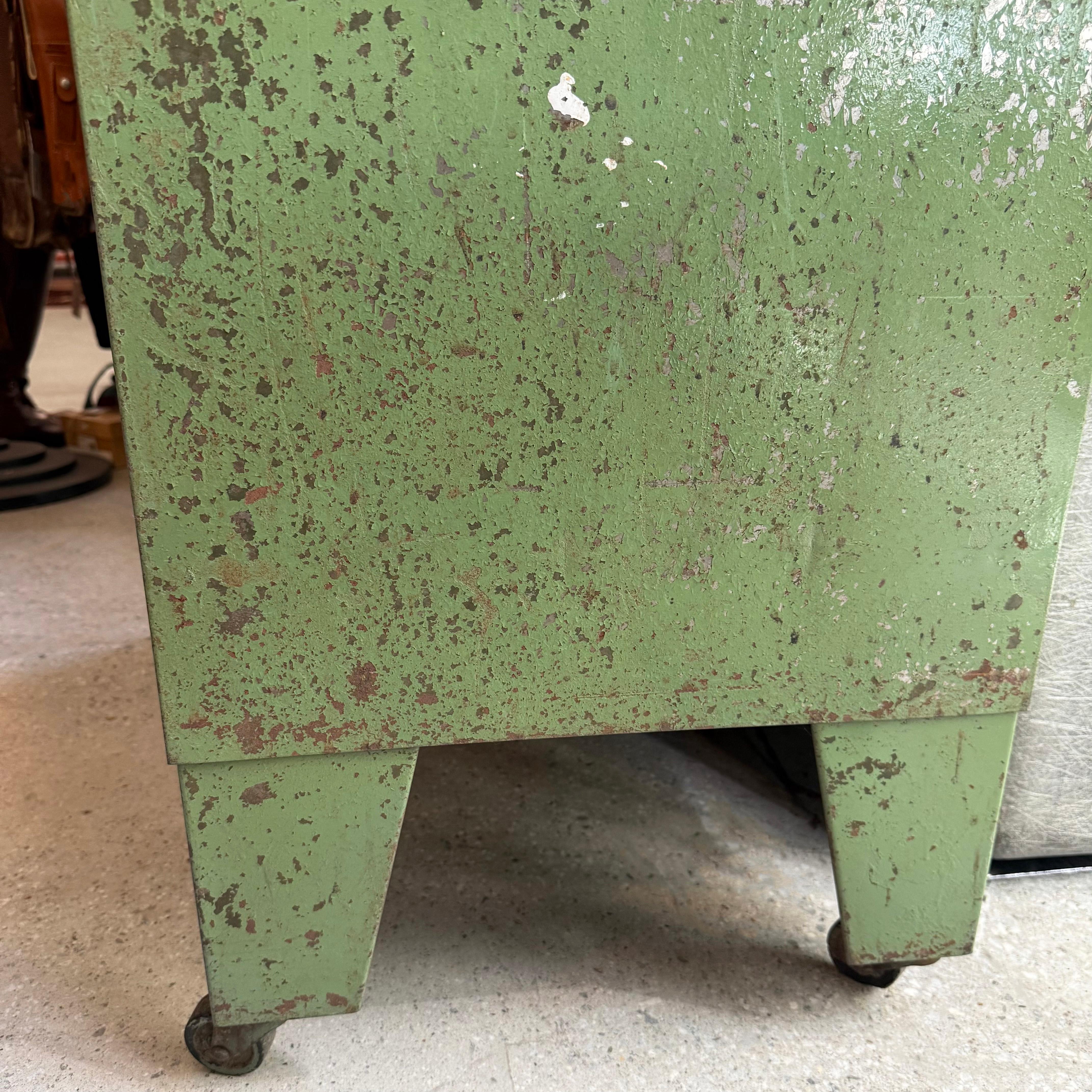 Metal Industrial Rustic Painted Steel Multi-Drawer Tool Cabinet For Sale