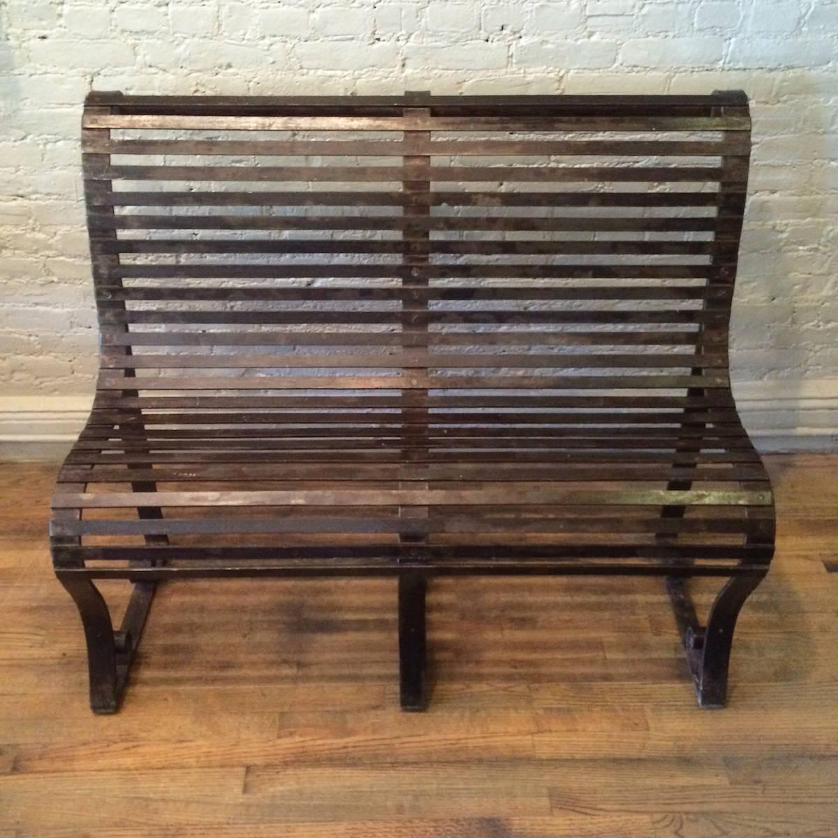 American Late 19th Century Victorian Wrought Iron Park Bench