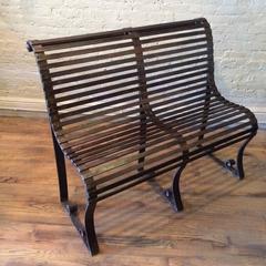 Late 19th Century Victorian Wrought Iron Park Bench