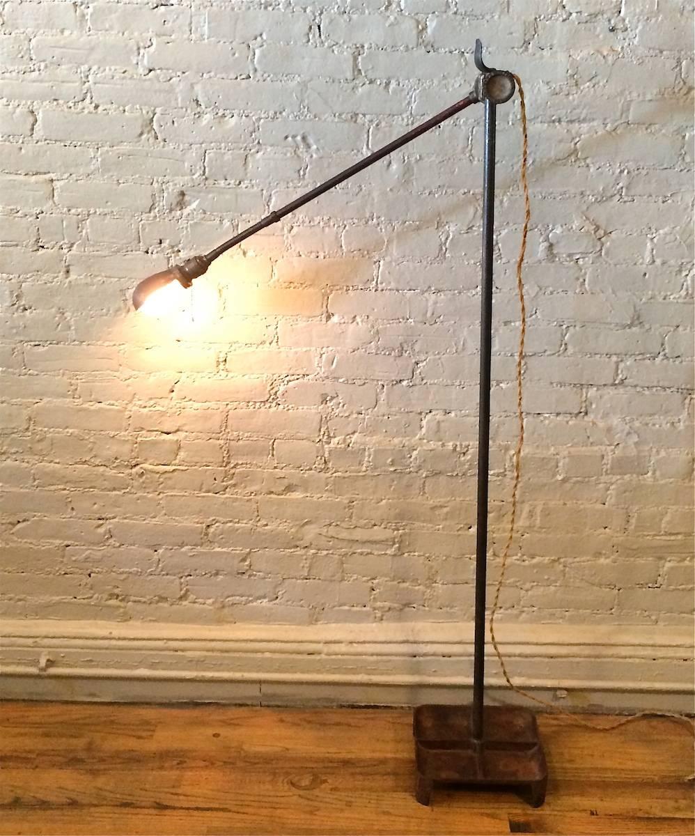 American Industrial Extended Gooseneck Floor Lamp with Tray Base