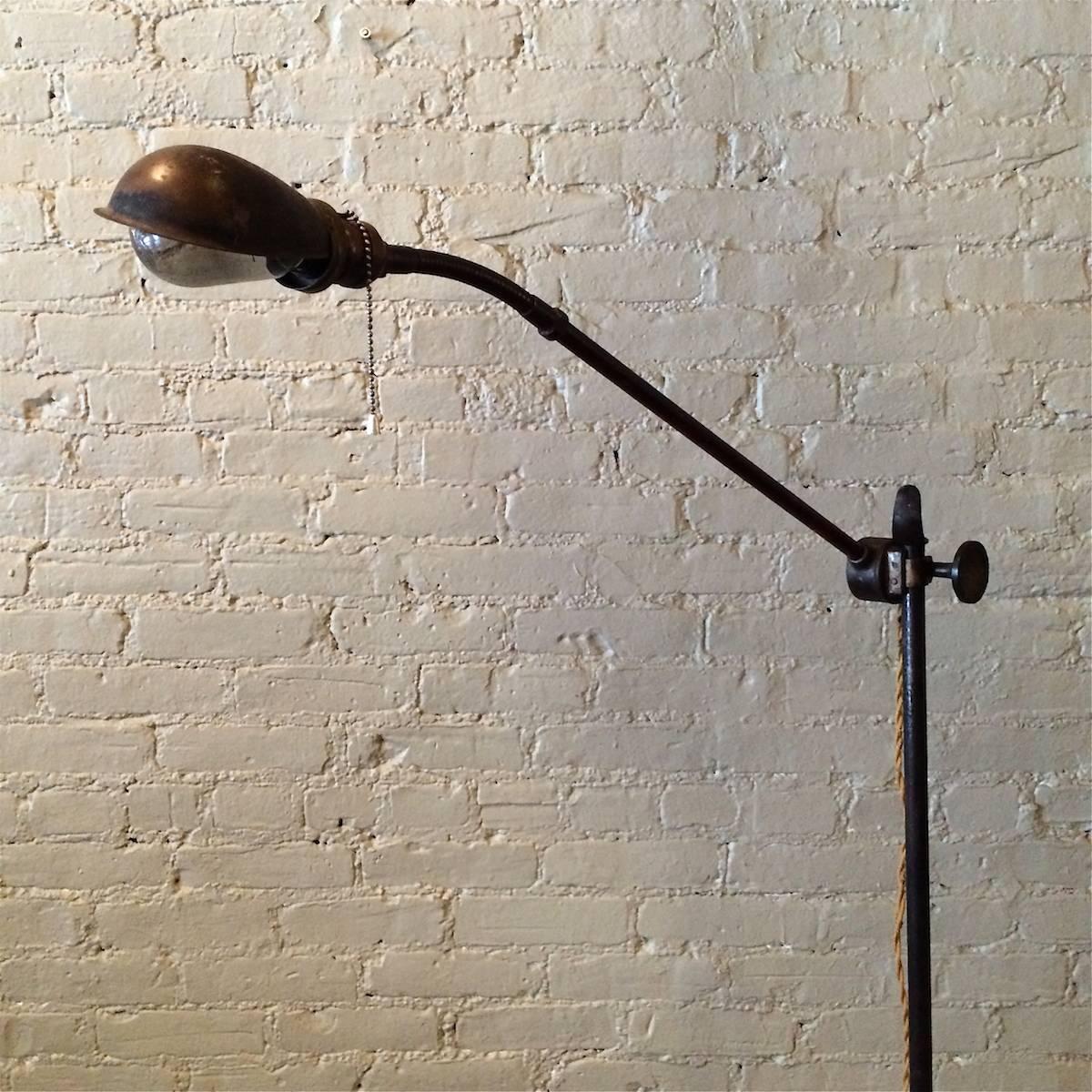 Cast Industrial Extended Gooseneck Floor Lamp with Tray Base