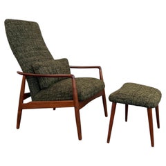 Conjunto de sillón reclinable y otomana de estilo moderno danés, diseñado por Søren Ladefoge para SL Mobler