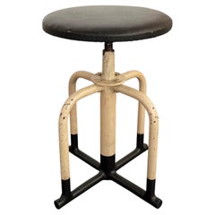 Early 2oth Century Industrial Painted Steel Adjustable Apothecary Swivel Stool