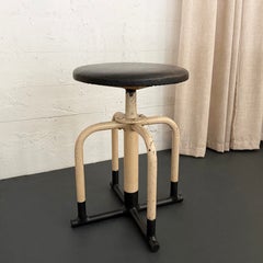 Early 2oth Century Industrial Painted Steel Adjustable Apothecary Swivel Stool