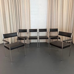 Sedie da pranzo minimaliste in pelle di Ernst Lauclair per Girsberger, Svizzera