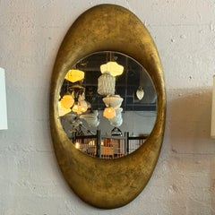 Antique Early 20th Century Cast Zinc Metal Gilt Oval Mirror