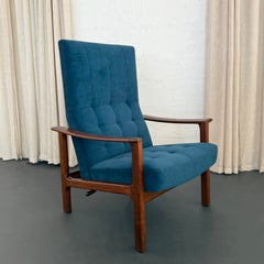 Scandinavian Modern Oak High-Back Recliner Lounge Chair