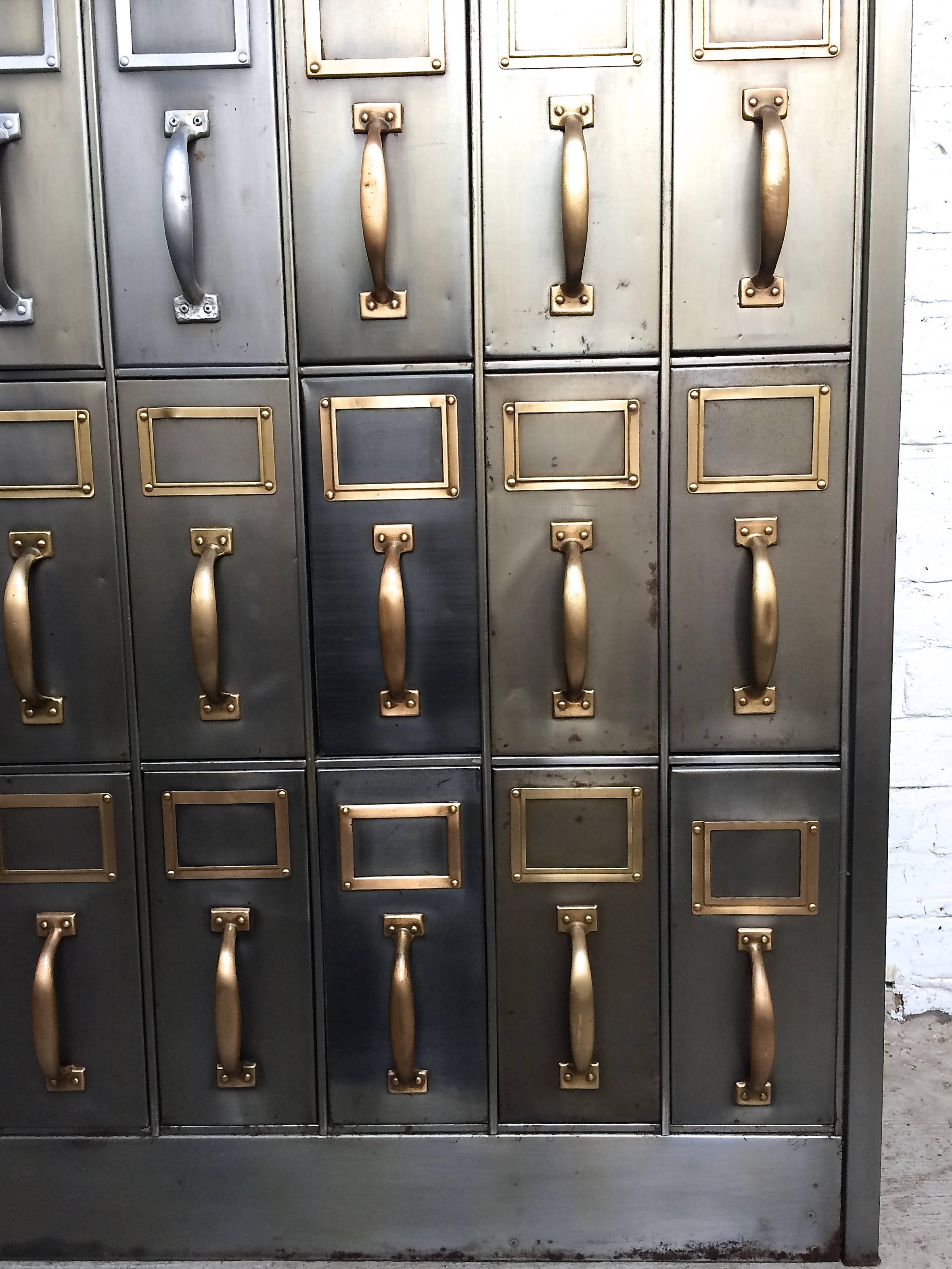 Mid-20th Century Large Industrial Brushed Steel Legal File Cabinet