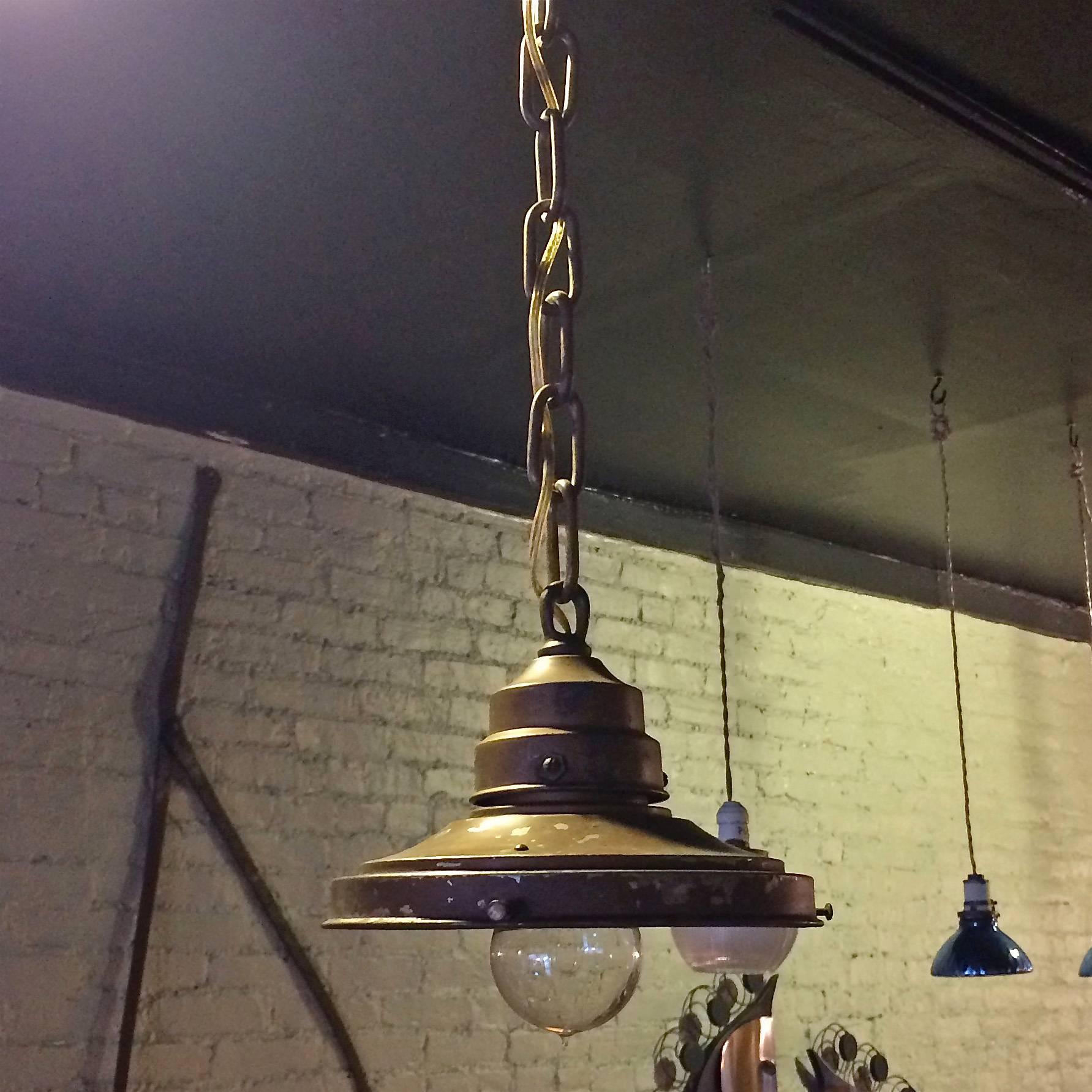 Industrial Brass Faceted Mirror Pendant Lights 2