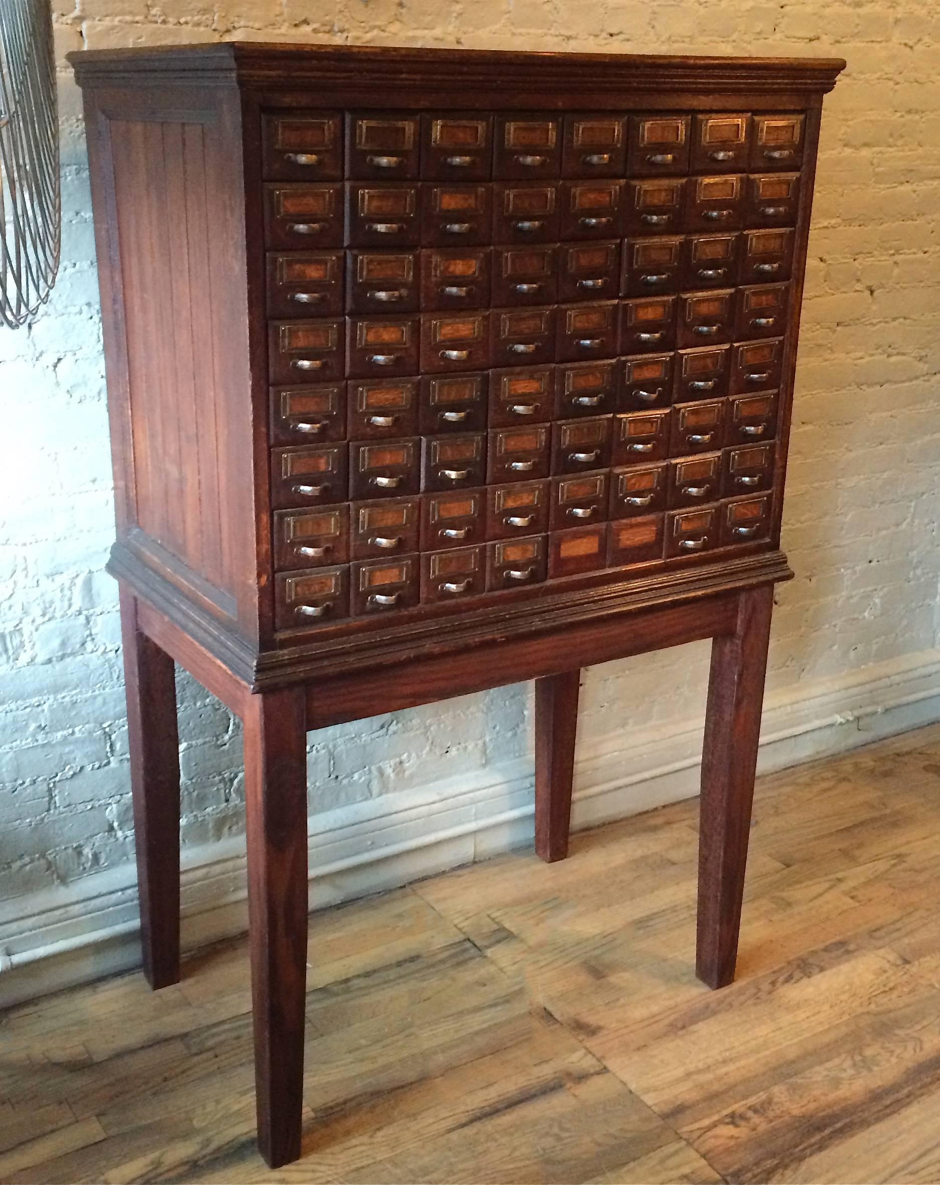 Industrial Late 19th Century Oak Apothecary Medicine Cabinet