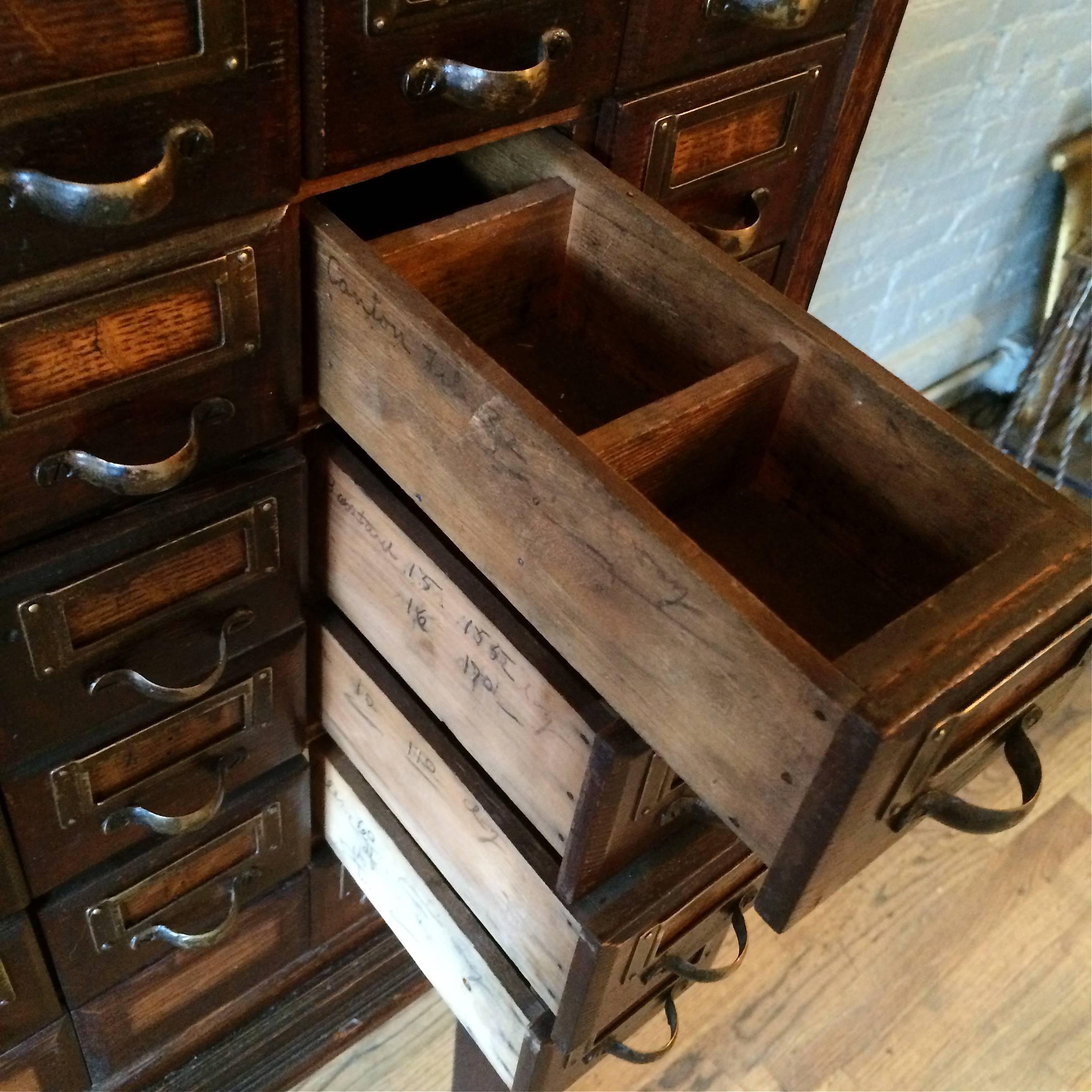 Late 19th Century Oak Apothecary Medicine Cabinet 1