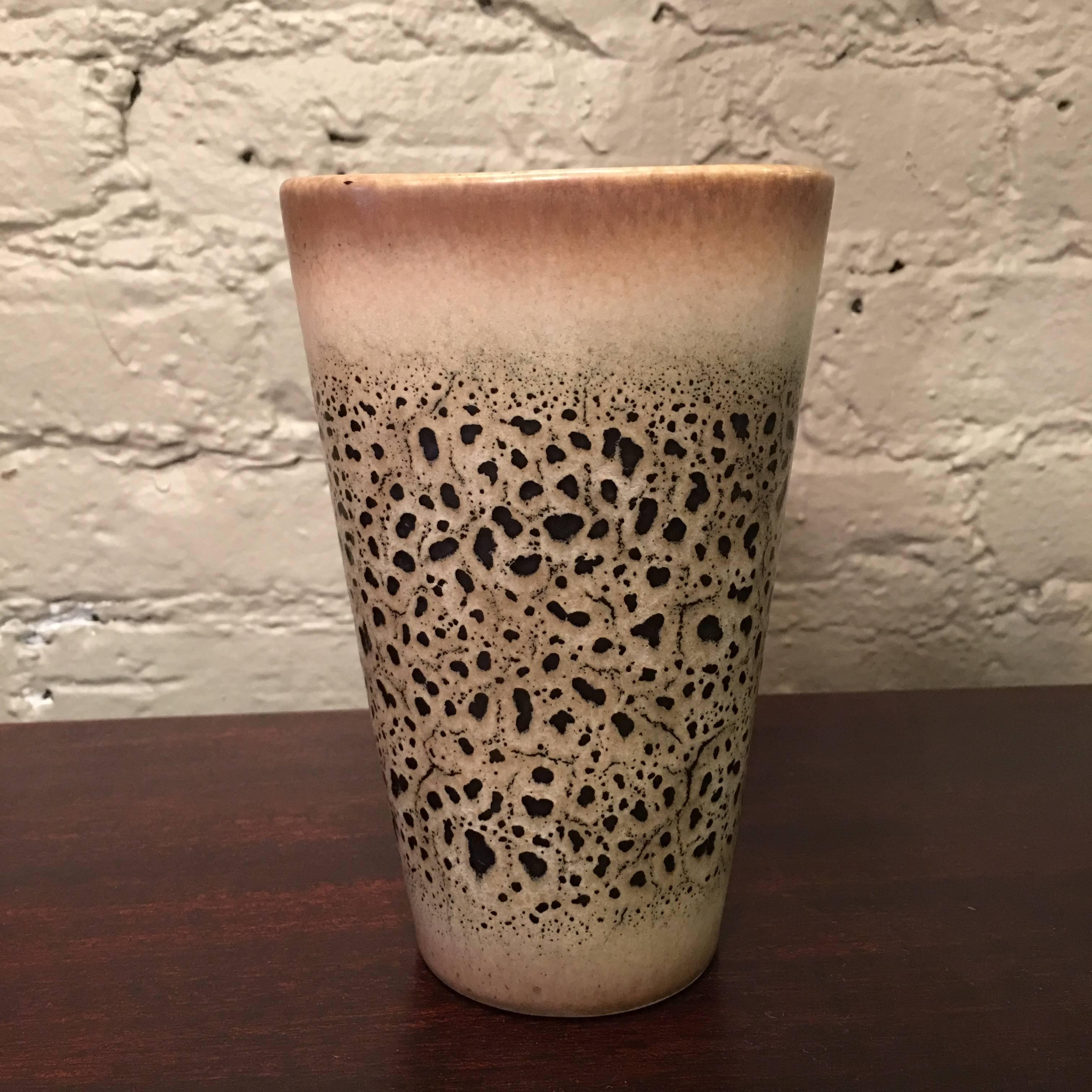 Mid-Century Modern, art pottery, ceramic vase with organic, lava glaze. The vase is marked and numbered.