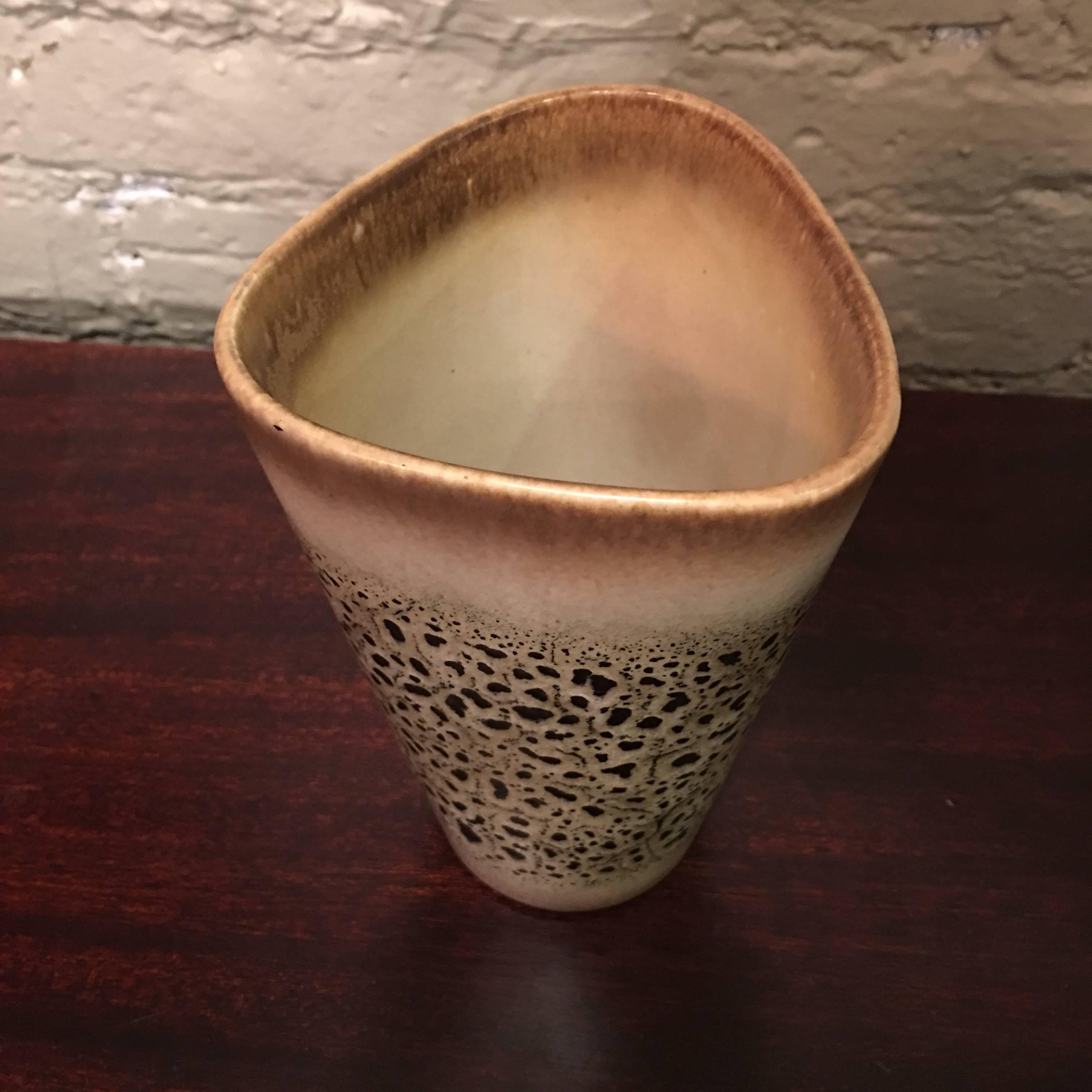Mid-20th Century Mid-Century Modern Lava Glaze Art Pottery Vase