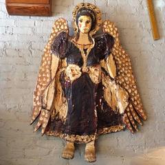 Mid-Century Danish Folk Art Angel Wall Sculpture