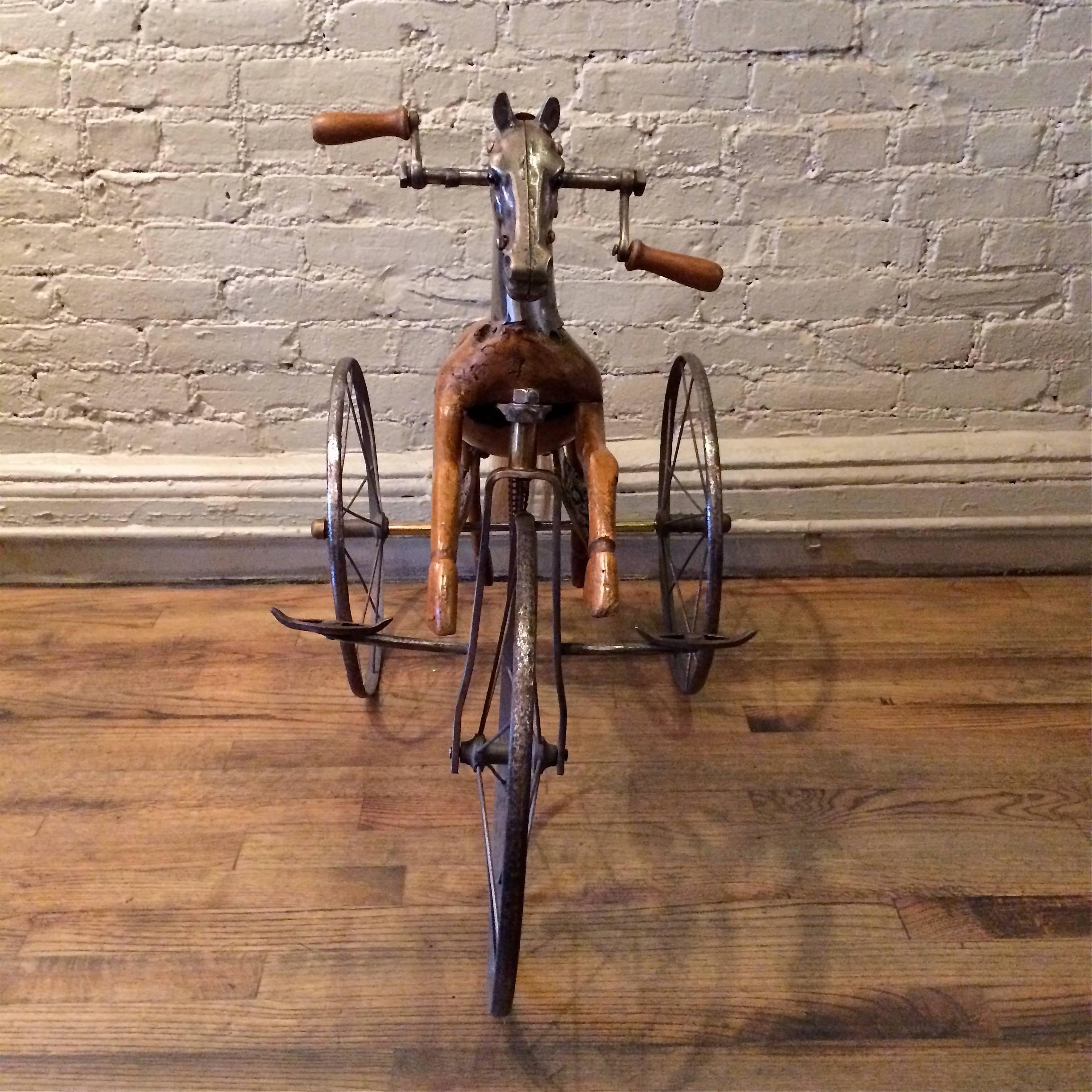 Antikes französisches Velocipede-Pferd Tricycle von Jean Louis Gourdoux für Jugnet im Zustand „Hervorragend“ im Angebot in Brooklyn, NY