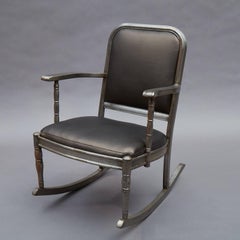 Simmons Brushed Steel and Gunmetal Vinyl Rocking Chair