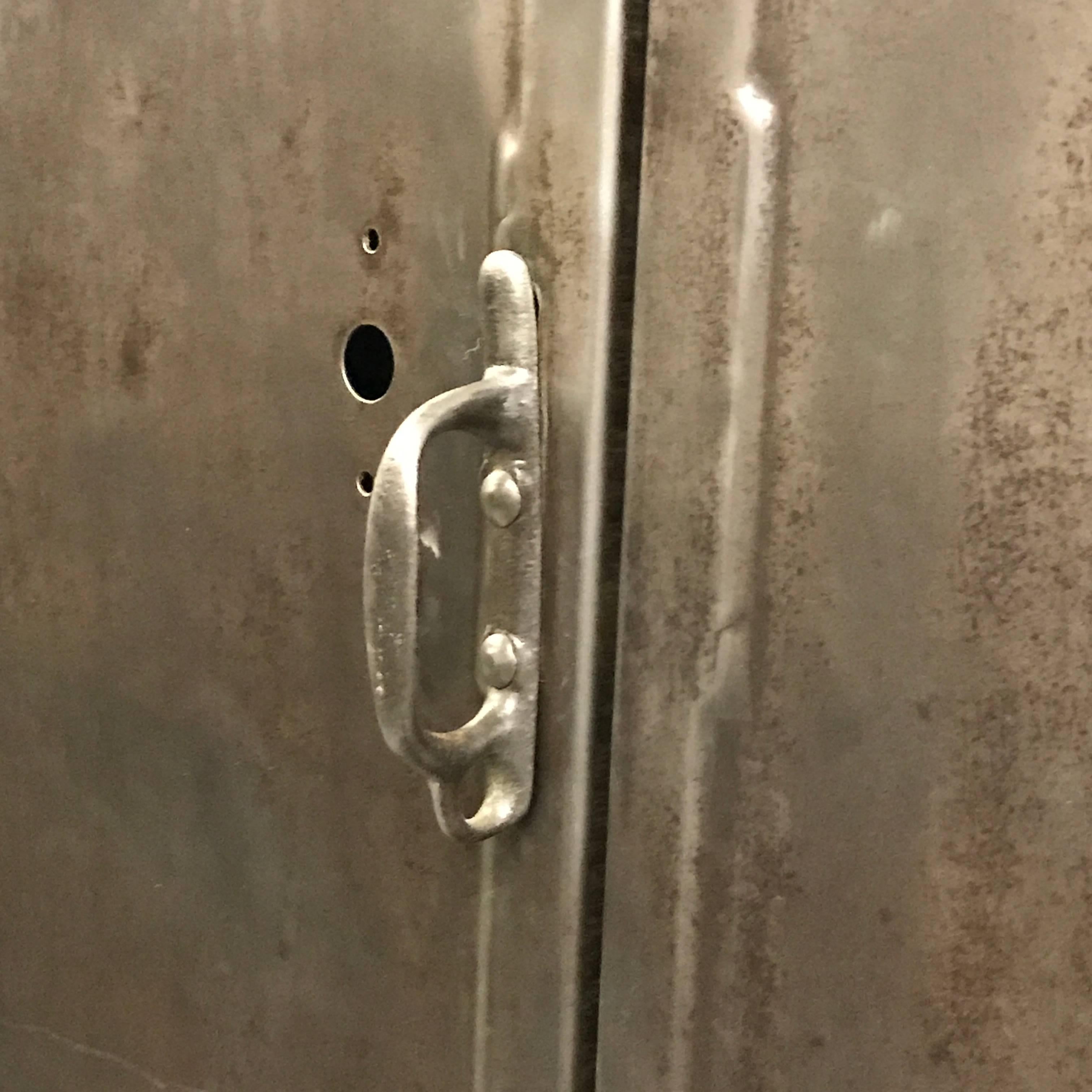 American Industrial Double Door Brushed Steel Medart Steelbilt Armoire Wardrobe Cabinet