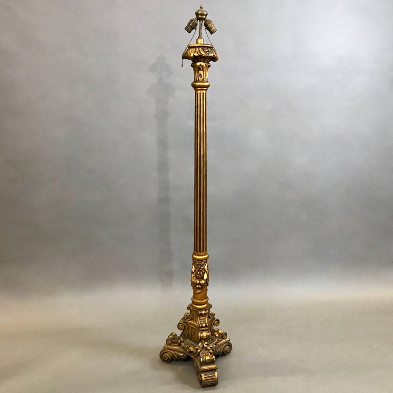 Tall Ornate Carved Gilt Composite Floor Lamp For Sale at 1stDibs ...