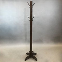 Mid Century Ebonized Poplar And Brass Expandable Coat Rack