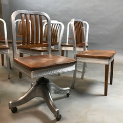 Shaw Walker Aluminum and Maple Rolling Office Desk Chair