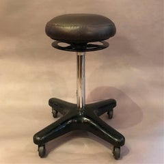 Industrial Adjustable Rolling Leather Dentist Examination Stool