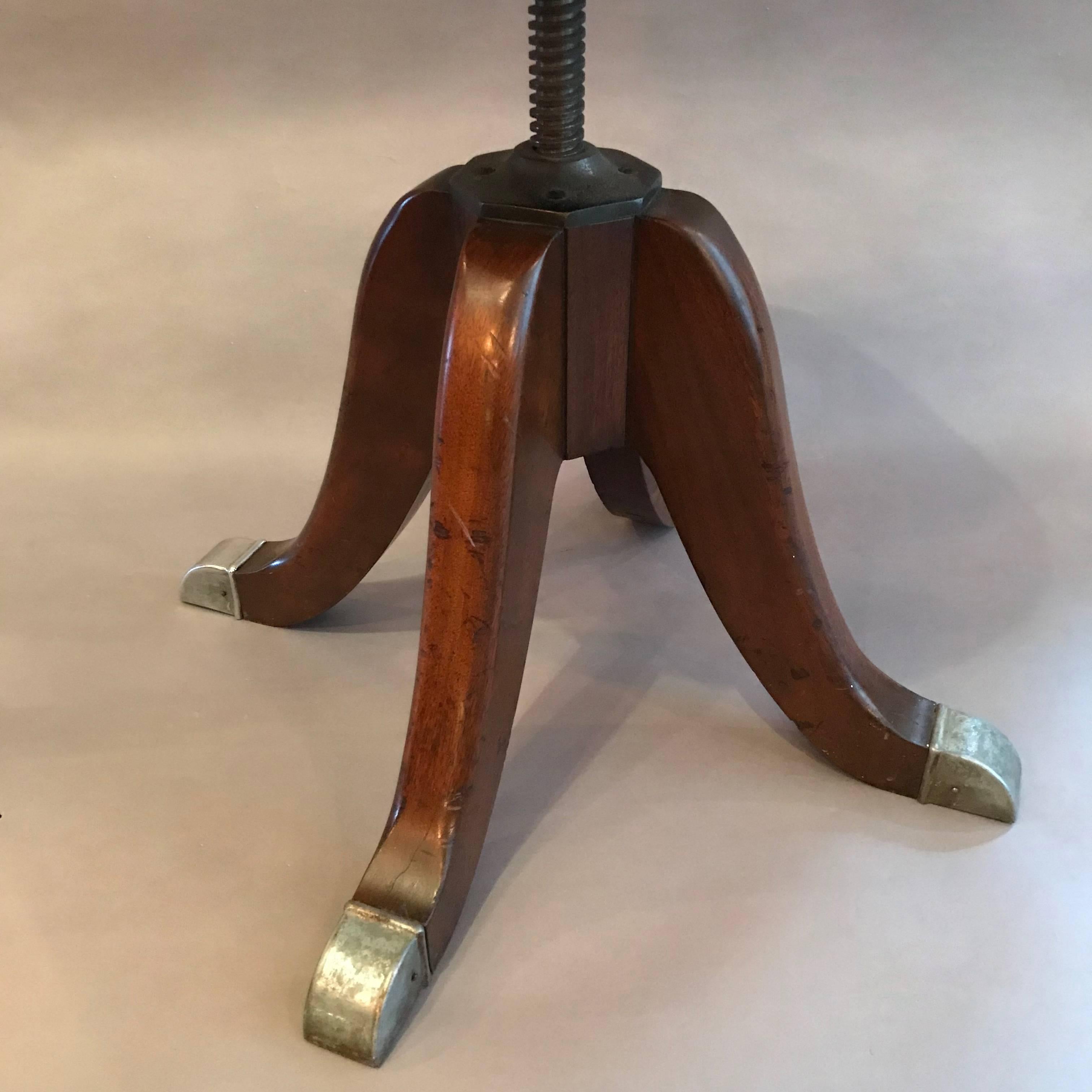 Industrial Leather Optometry Examination Stool In Good Condition In Brooklyn, NY