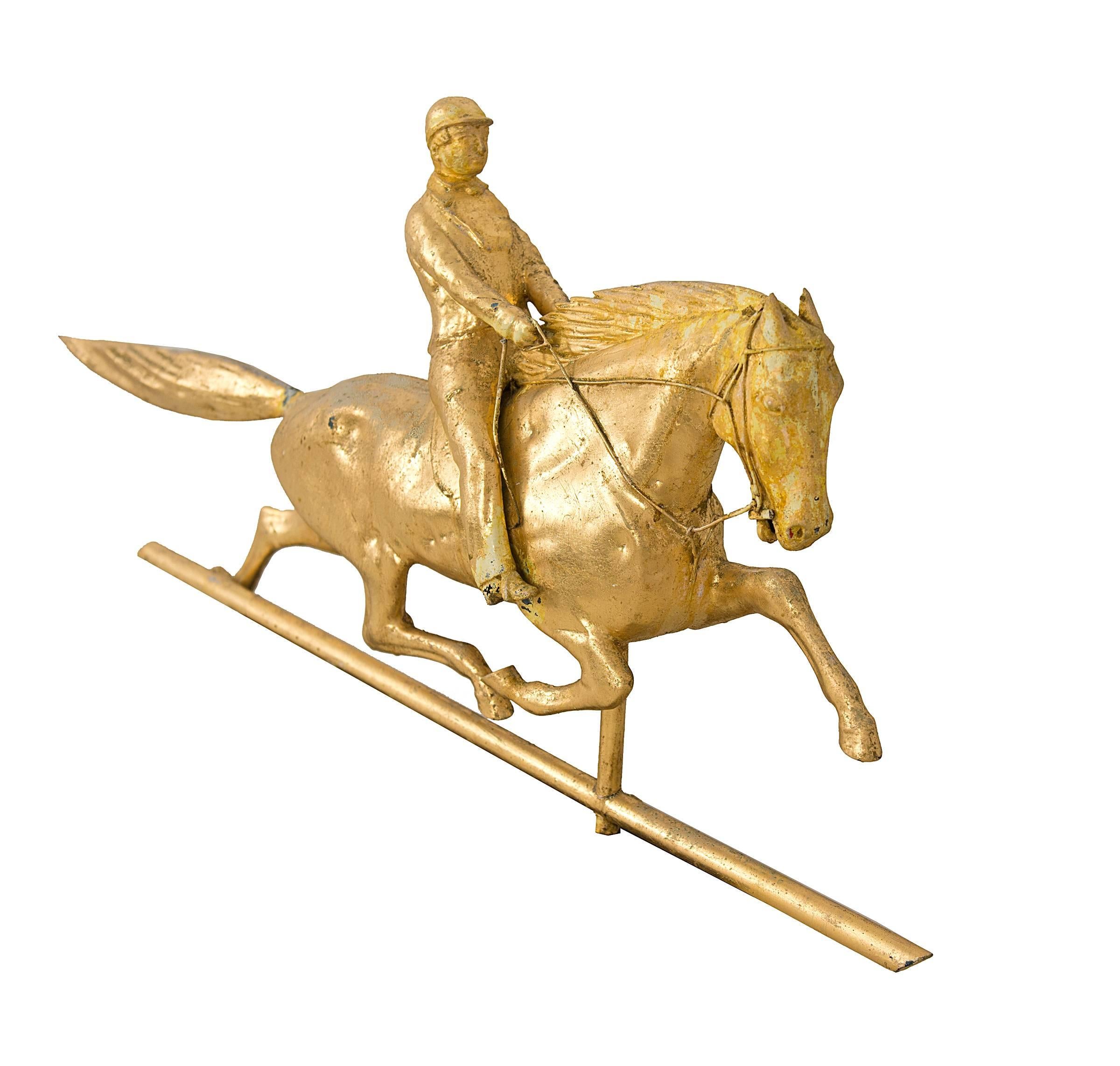 Folk Art Rare Horse and Jockey Weathervane For Sale